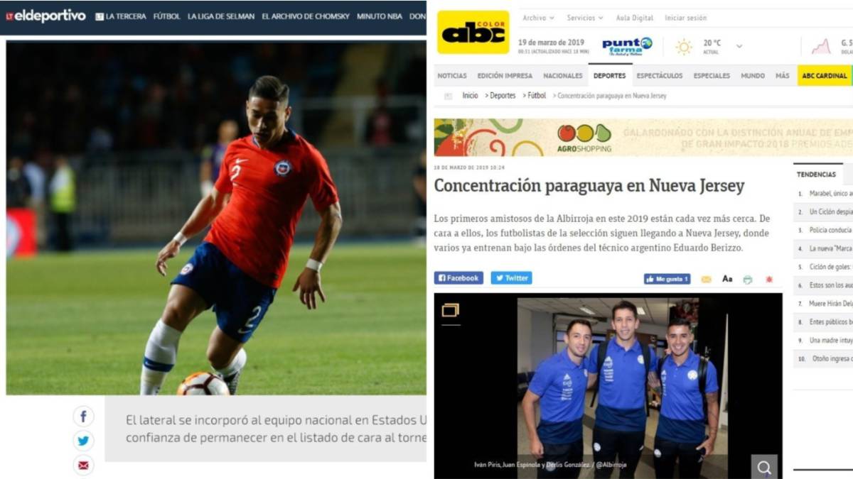 Medios informativos de Chile y Paraguay hablan de los partidos amistosos contra México.
