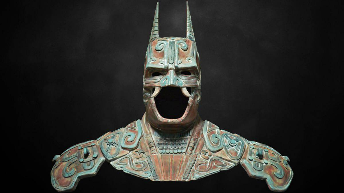 La escultura del "Batman maya", basada en el dios murciélago del Popol Vuh, Camazotz, formó parte de una exposición en el Museo Mexicano de Diseño en 2014.