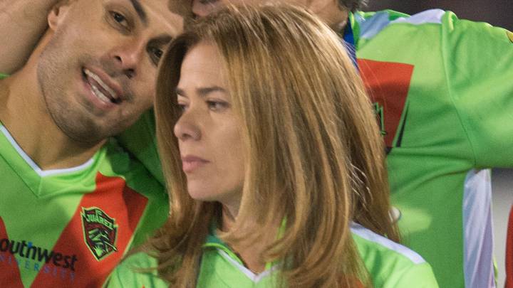 Alejandra de la Vega tras un partido de FC Juárez.