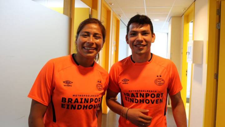 Cecilia Santiago se encontró con Hirving Lozano en el PSV