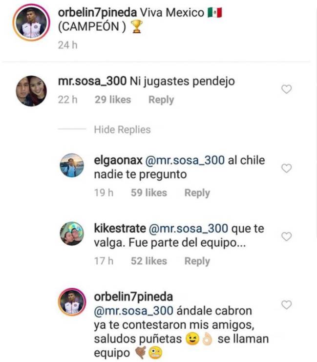 Orbelín Pineda responde a insulto en Instagram