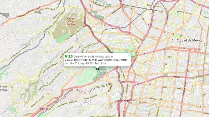 Sismo de 2.9 grados se produce con epicentro en Álvaro Obregón