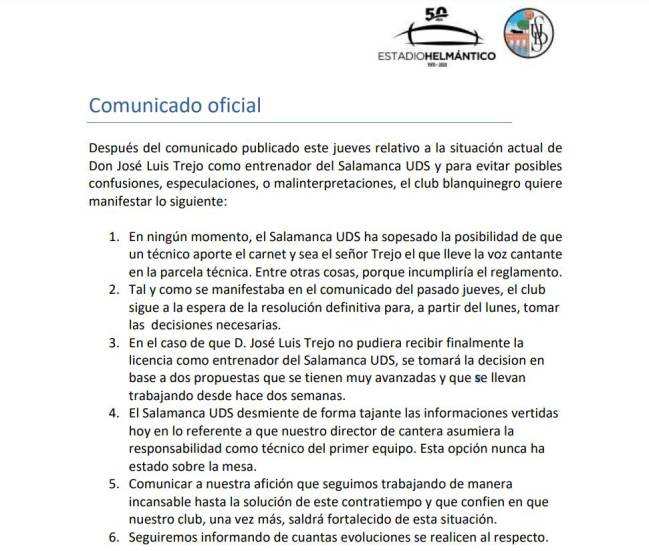 Comunicado del Salamanca