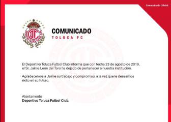 Toluca cesa a su director deportivo, Jaime León