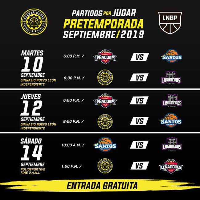 El calendario de la pretemporada de la LNBP