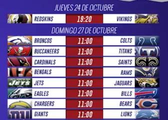 Fechas y horarios de la semana 8 de la NFL