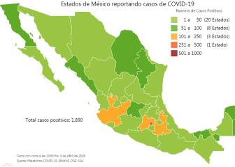 Mapa y casos de coronavirus en México por estados hoy 5 de abril