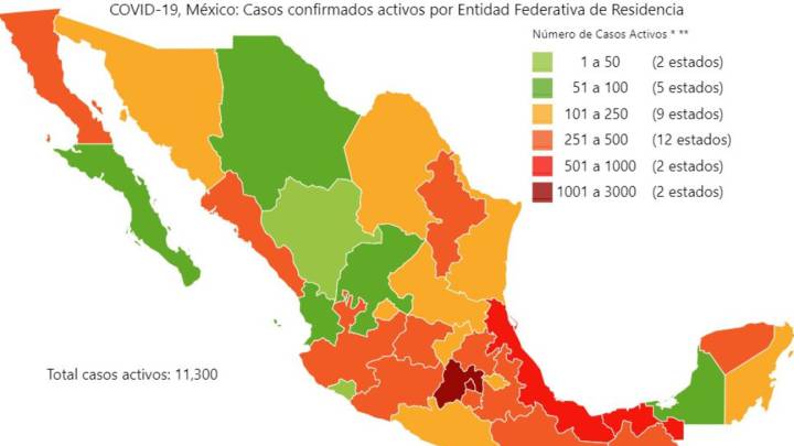 Mapa y casos de coronavirus en México por estados hoy 18 de mayo
