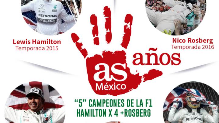 "5" Campeones de la F1 Hamilton X4 +Rosberg
