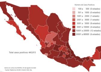 Mapa y casos de coronavirus en México por estados hoy 4 de agosto