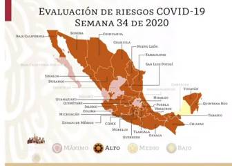 Mapa del semáforo epidemiológico en México del 17 al 23 de agosto