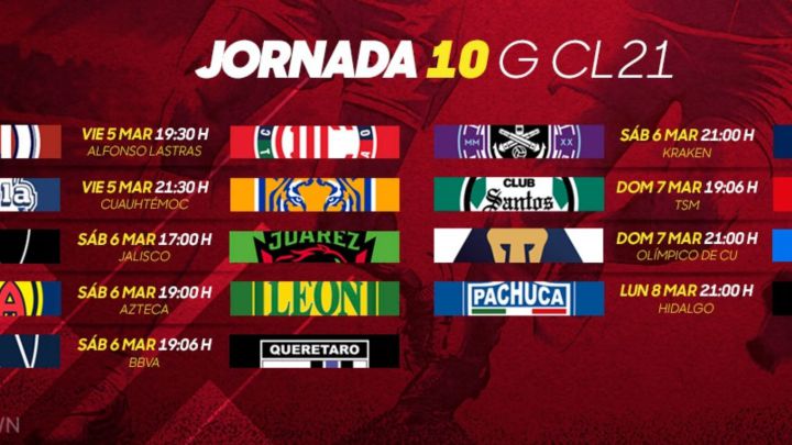 Liga MX: Fechas y horarios del Guardianes 2021, Jornada 10