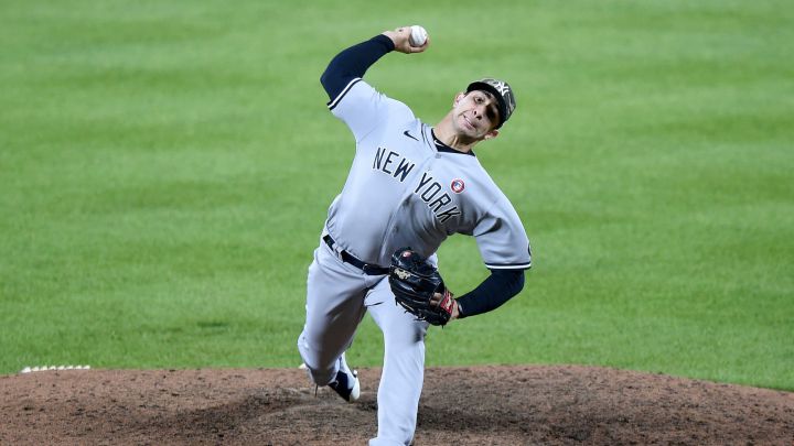 Luis Cessa durante un partido con los New York Yankees