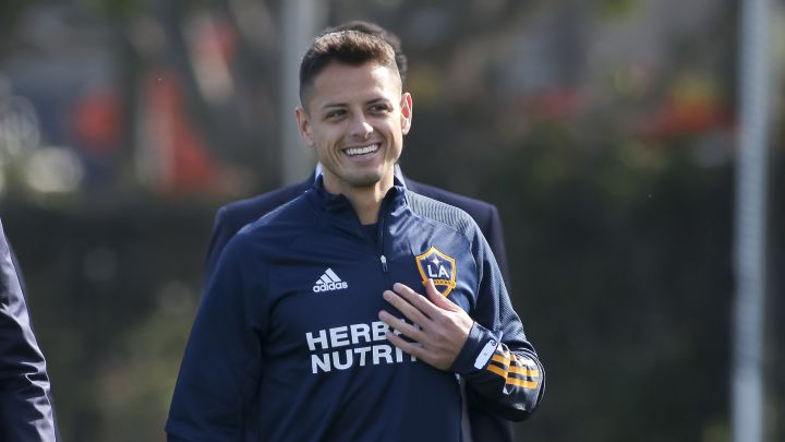 Javier Hernández durante un entrenamiento de LA Galaxy