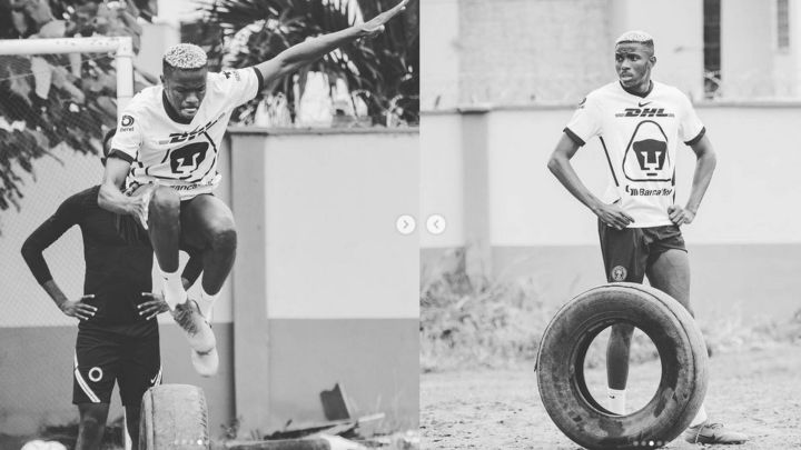 Víctor Osimhen presume la camiseta de Pumas en entrenamiento