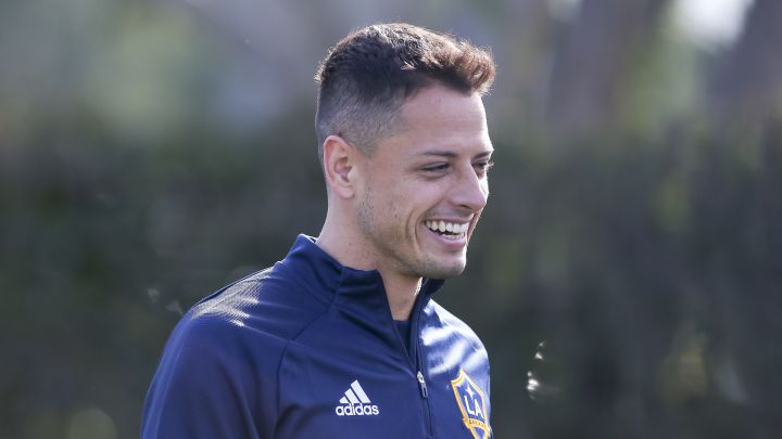 Javier Hernández en un entrenamiento con el LA Galaxy