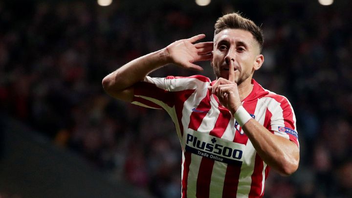 Héctor Herrera festeja un gol con el Atlético de Madrid