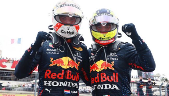 Checo Pérez y Verstappen tras el GP de Francia