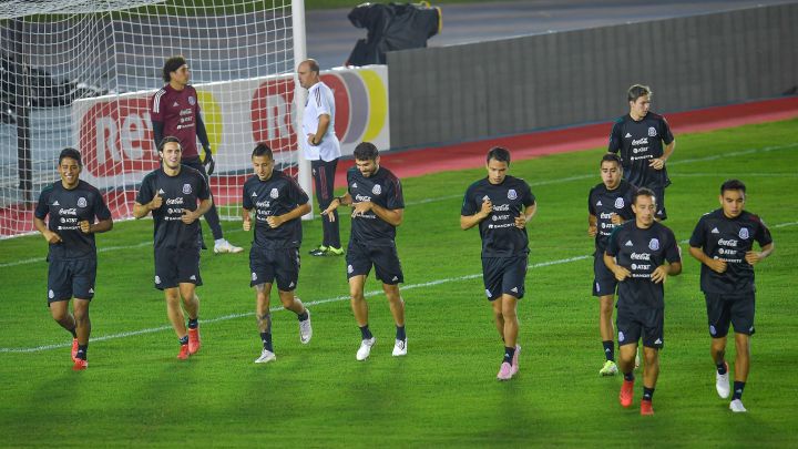 Jugadores de la Selección Mexicana durante un entrenamiento