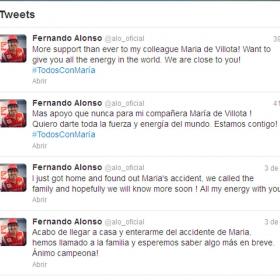 Alonso le envía "toda la fuerza y energía" a María de Villota Alonso le envía "toda la fuerza y energía" a María de Villota