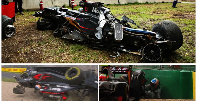 Alonso salva la vida a 310 km/h tras un escalofriante accidente