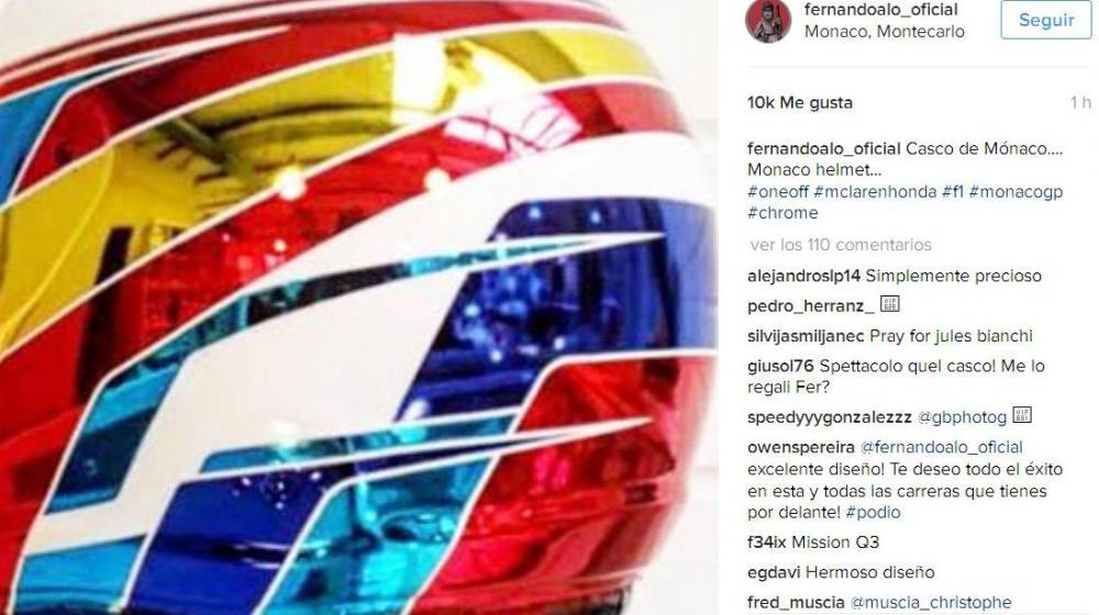 Alonso y su nuevo casco para Mónaco: como un espejo
