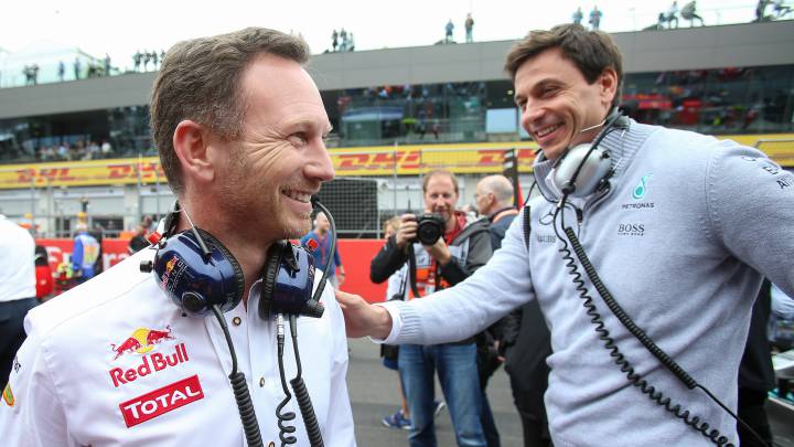 Chris Horner, de Red Bull, y Toto Wolff, de Mercedes F1.