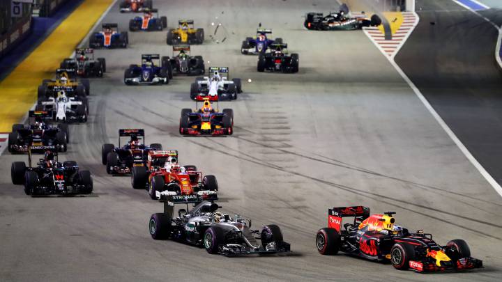 Salida del GP de Singapur de F1 en 2016.