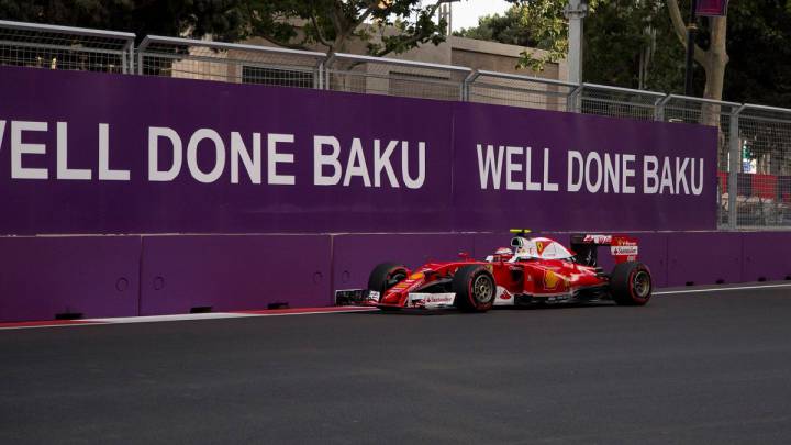 Kimi Raikkonen con el Ferrari durante el GP de Europa en Bakú (Azerbaiyán) de 2016.