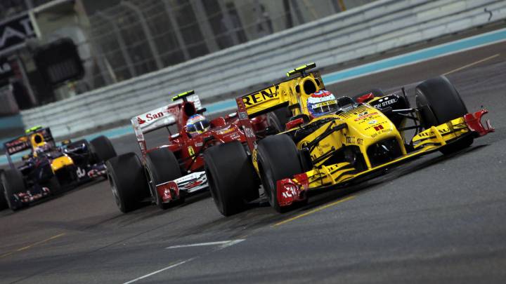 Webber, Alonso y Petrov en Abu Dhabi 2010.