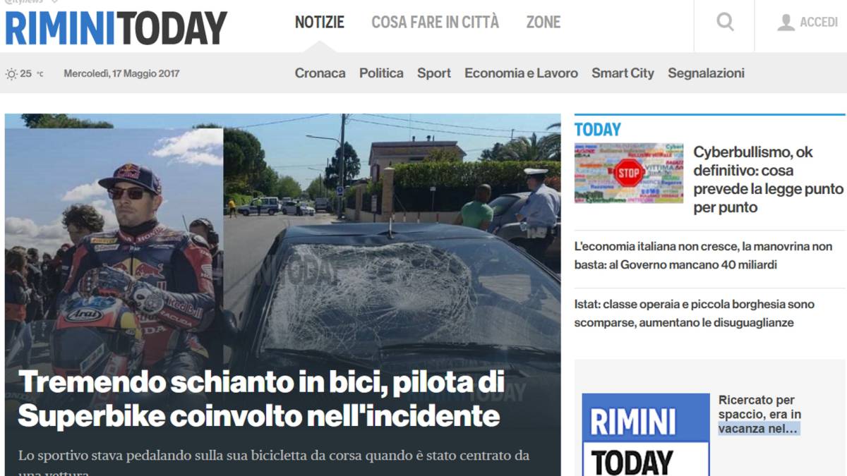 Piloto de Superbike fue atropellado mientras daba un paseo en bicicleta Piloto de Superbike fue atropellado mientras daba un paseo en bicicleta