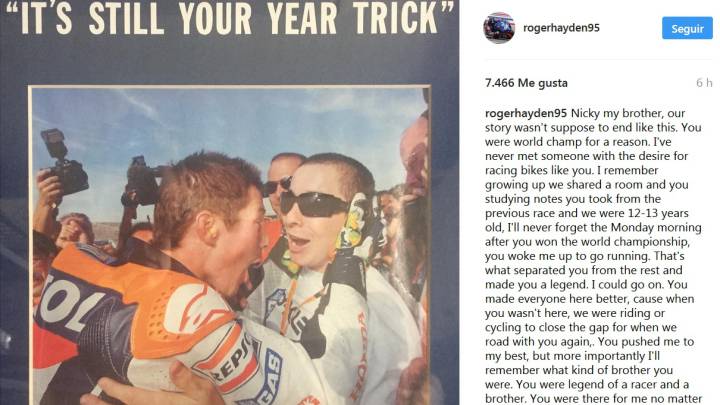 La emotiva carta de Roger, el hermano pequeño de Hayden
