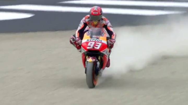 La salida de Marc Márquez en el warm up de Mugello.