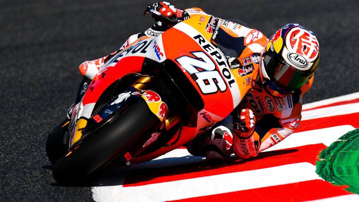 Dani Pedrosa con la Honda en Montmeló.