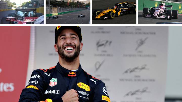 Ricciardo, Hamilton, Vettel, Stroll o Bottas fueron protagonistas en Bakú.