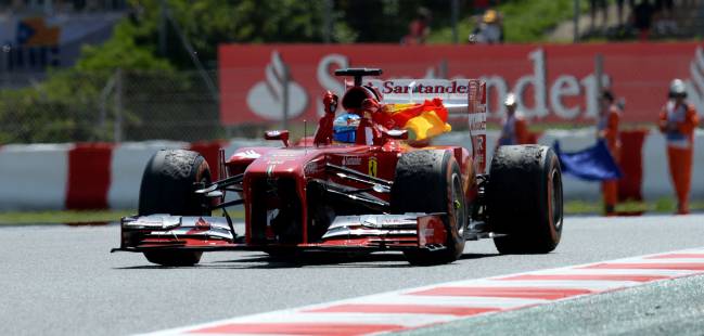 Fernando Alonso en su última victoria con Ferrari, el GP de España de 2013.