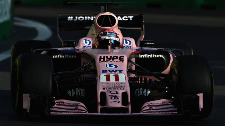 Sergio Pérez con el Force India en Bakú.