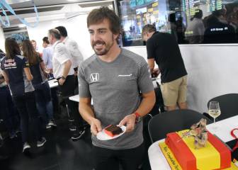 La fiesta del 36 cumpleaños de Alonso en Hungaroring