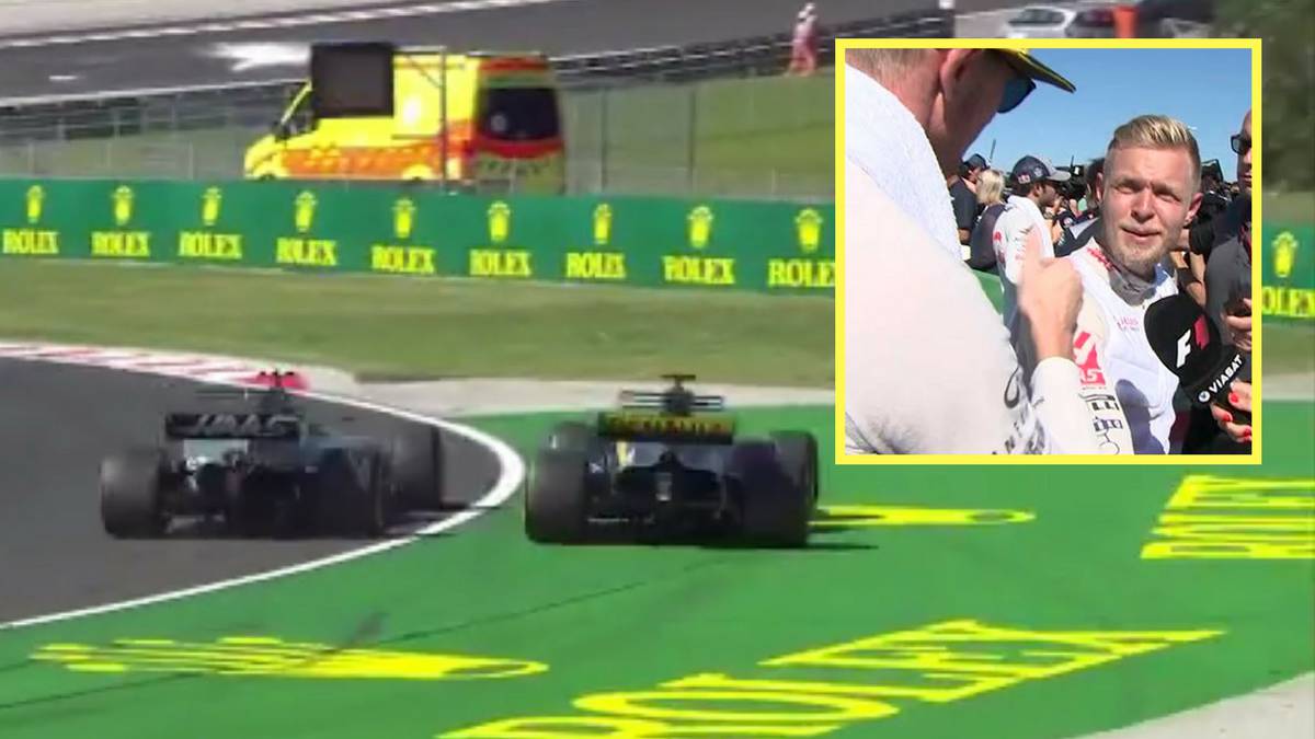 El toque y la posterior bronca entre Hulkenberg y Magnussen en Hungría.