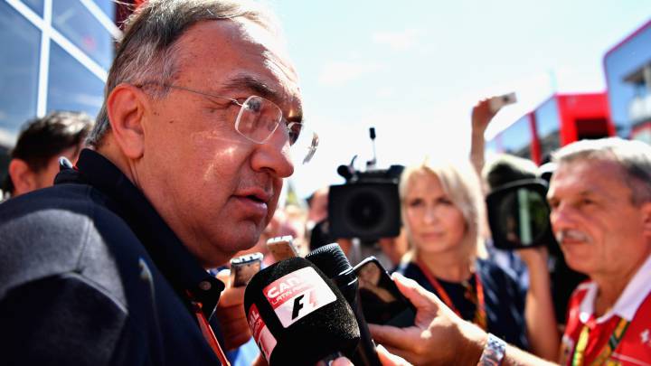 Sergio Marchionne, presidente de Ferrari, hablando con los medios en Hungría.