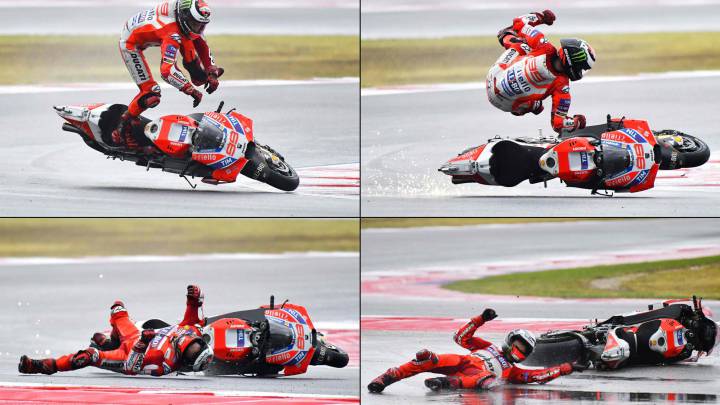 Caída de Jorge Lorenzo en el GP de San Marino.