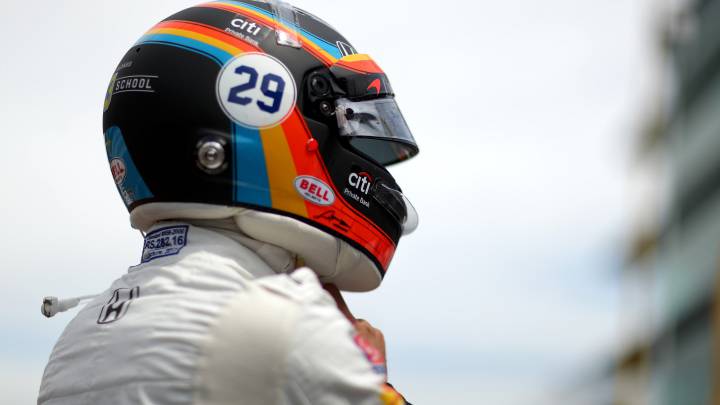 Fernando Alonso durante su participación en la Indy 500.
