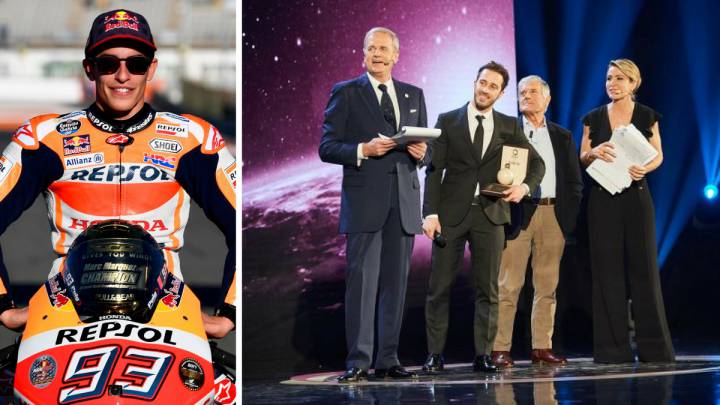 Marc Márquez y Andrea Dovizioso recogiendo su premio de 'La Gazzetta dello Sport'.