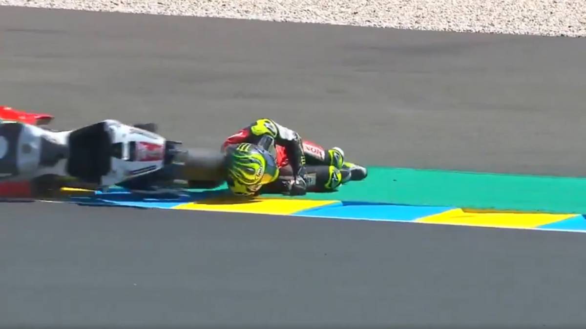 Cal Crutchlow se llevó un fuerte golpe de su Honda en Le Mans.