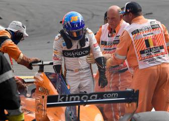 Alonso, apenas dolor en una muñeca tras el accidente de Spa