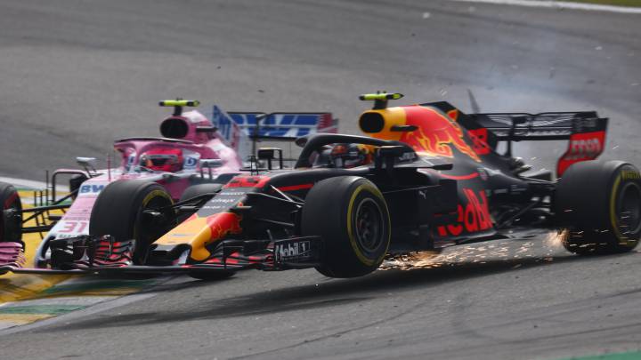 Ocon tocó a Verstappen en el GP de Brasil.