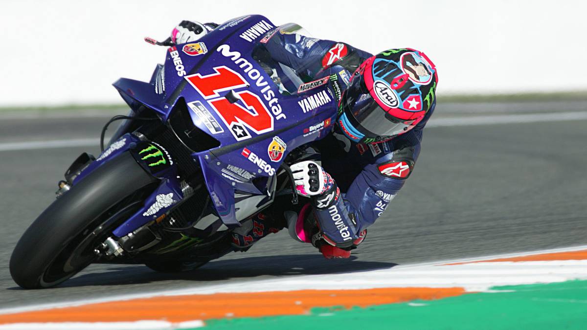 Maverick Viñales con la Yamaha en el test de Cheste.