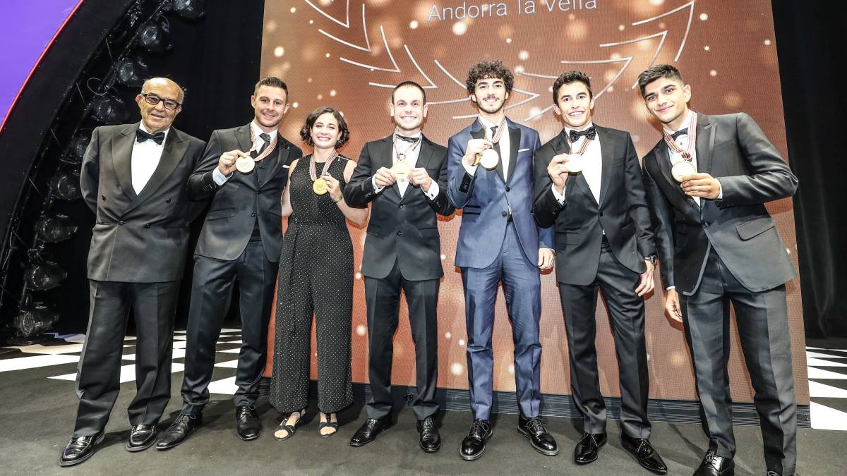 Ezpeleta, Rea, Carrasco, Cortese, Bagnaia, Márquez y Martín.