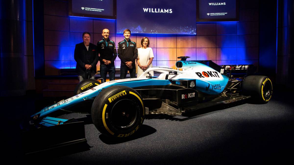 El Williams FW42 de la temporada 2019 con Kubica y Russell.