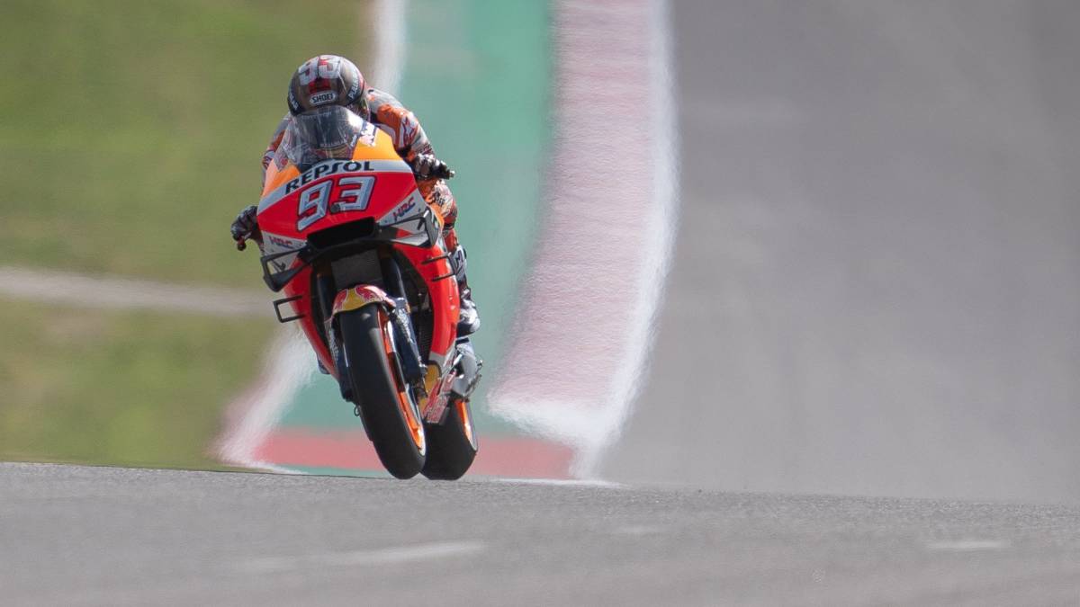 Marc Márquez con la Honda en Austin.